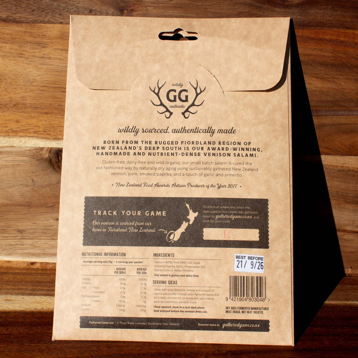 Gathered Game Venison Salami - 3 wild flavours