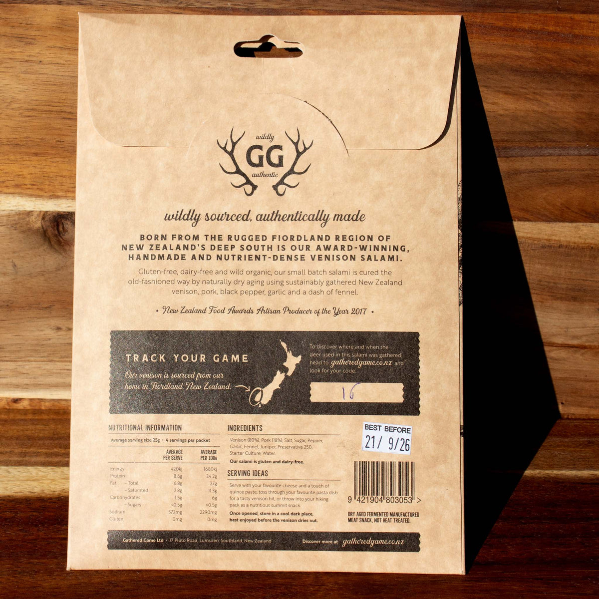 Gathered Game Venison Salami - 3 wild flavours