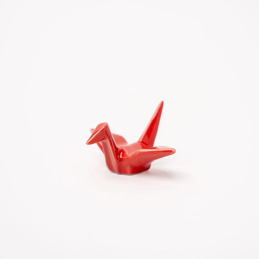 Ceramic Origami Crane Chopstick Rest - Red