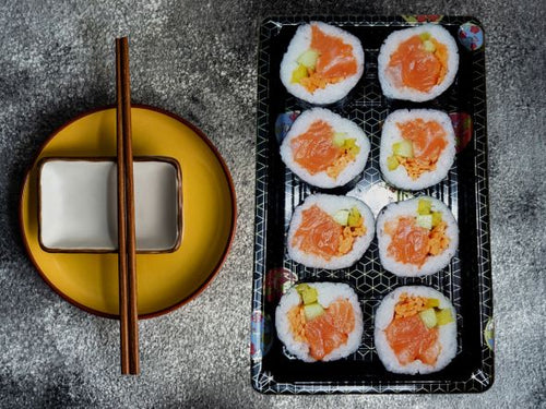 Fresh sashimi salmon sushi