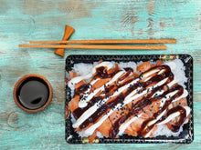 Load image into Gallery viewer, Salmon on rice with teriyaki sauce and mayo